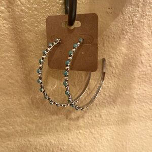 Silver and Turquoise Hoop Earrings